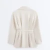 Long Cotton Piqué Belted Jacket Long Cotton Piqué Belted Jacket