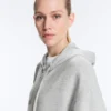 Long Melange Piqué Hooded Jacket Long Melange Piqué Hooded Jacket
