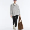 Long Melange Piqué Hooded Jacket Long Melange Piqué Hooded Jacket