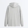 Long Melange Piqué Hooded Jacket Long Melange Piqué Hooded Jacket