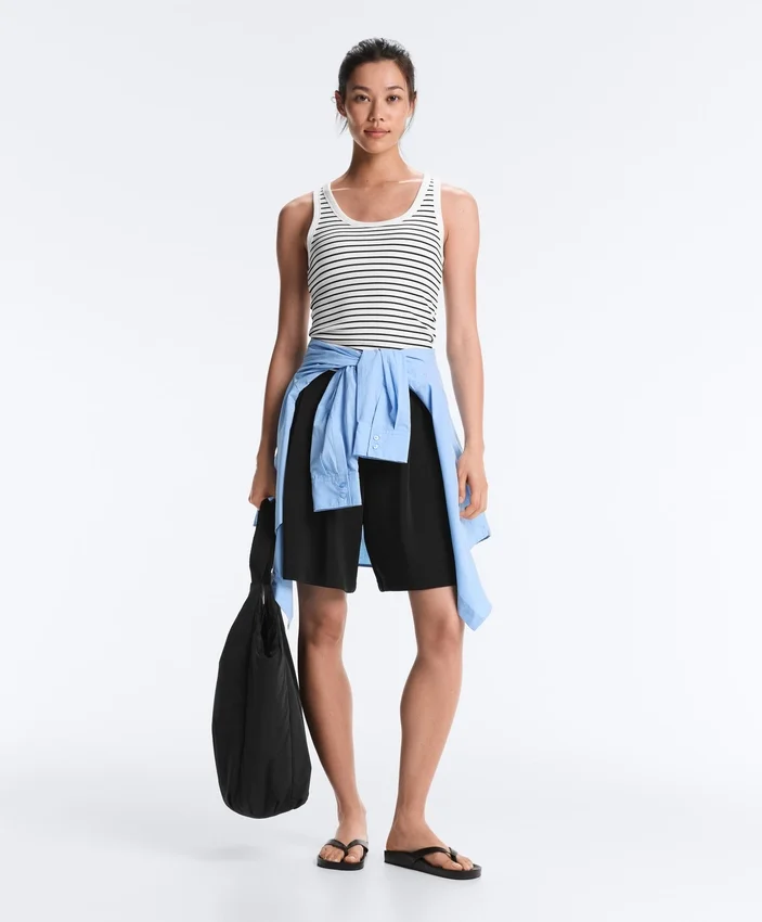 Long Modal Rib Stripe Tank Top Long Modal Rib Stripe Tank Top
