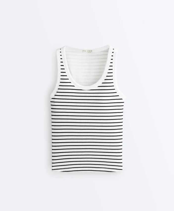 Long Modal Rib Stripe Tank Top Long Modal Rib Stripe Tank Top