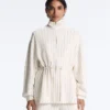 Long Pinstripe Jacket with Adjustable Waist and Soft-Touch Modal Long Pinstripe Jacket with Adjustable Waist and Soft-Touch Modal