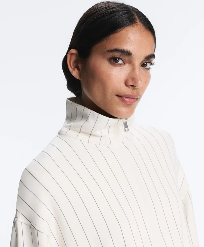 Long Pinstripe Jacket with Adjustable Waist and Soft-Touch Modal Long Pinstripe Jacket with Adjustable Waist and Soft-Touch Modal