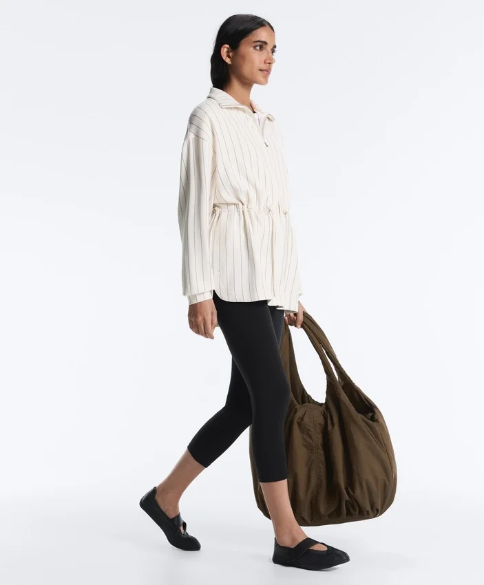 Long Pinstripe Jacket with Adjustable Waist and Soft-Touch Modal Long Pinstripe Jacket with Adjustable Waist and Soft-Touch Modal