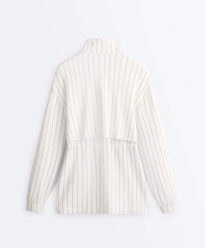 Long Pinstripe Jacket with Adjustable Waist and Soft-Touch Modal Long Pinstripe Jacket with Adjustable Waist and Soft-Touch Modal