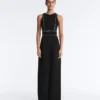 Long Piping Piqué Jumpsuit with Cotton Long Piping Piqué Jumpsuit with Cotton