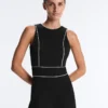Long Piping Piqué Jumpsuit with Cotton Long Piping Piqué Jumpsuit with Cotton