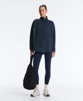 Long Piqué Jacket with Contrast Cotton Piping