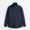 Long Piqué Jacket with Contrast Cotton Piping