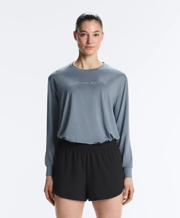 Long-Sleeved Technical T-Shirt with Text Long-Sleeved Technical T-Shirt with Text