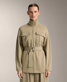 Long Soft-Touch Jacket with Modal and Belt