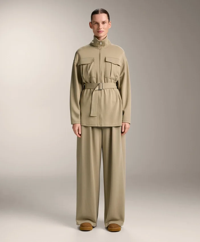 Long Soft-Touch Jacket with Modal and Belt Long Soft-Touch Jacket with Modal and Belt
