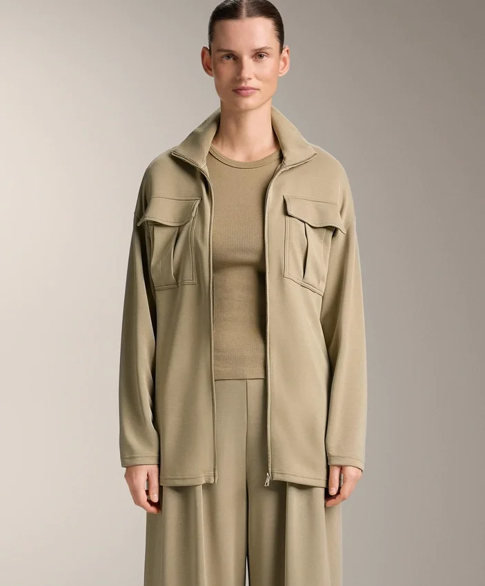 Long Soft-Touch Jacket with Modal and Belt Long Soft-Touch Jacket with Modal and Belt