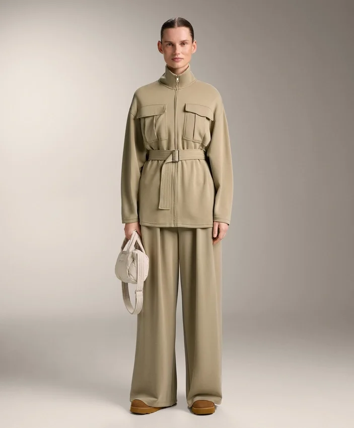 Long Soft-Touch Jacket with Modal and Belt Long Soft-Touch Jacket with Modal and Belt