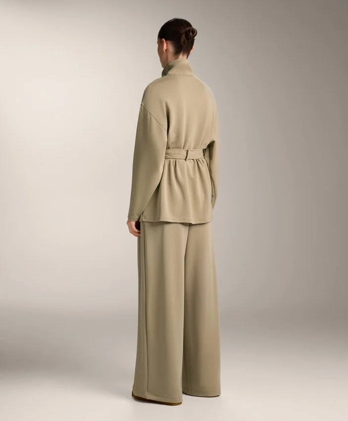 Long Soft-Touch Jacket with Modal and Belt Long Soft-Touch Jacket with Modal and Belt
