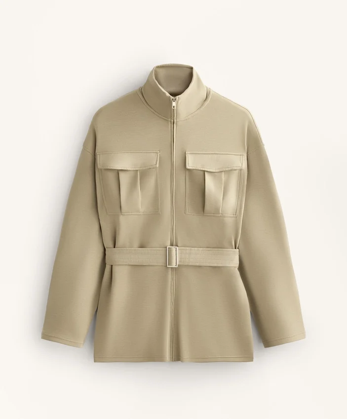 Long Soft-Touch Jacket with Modal and Belt Long Soft-Touch Jacket with Modal and Belt