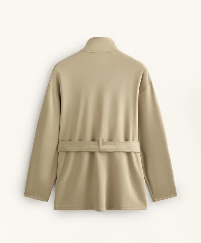 Long Soft-Touch Jacket with Modal and Belt Long Soft-Touch Jacket with Modal and Belt