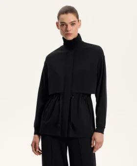 Long Soft-Touch Jacket with Modal and Pockets