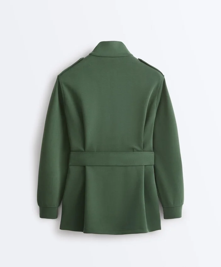 Long Utility Jacket with Twill Belt Long Utility Jacket with Twill Belt