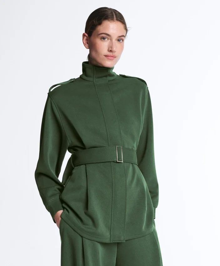Long Utility Jacket with Twill Belt Long Utility Jacket with Twill Belt
