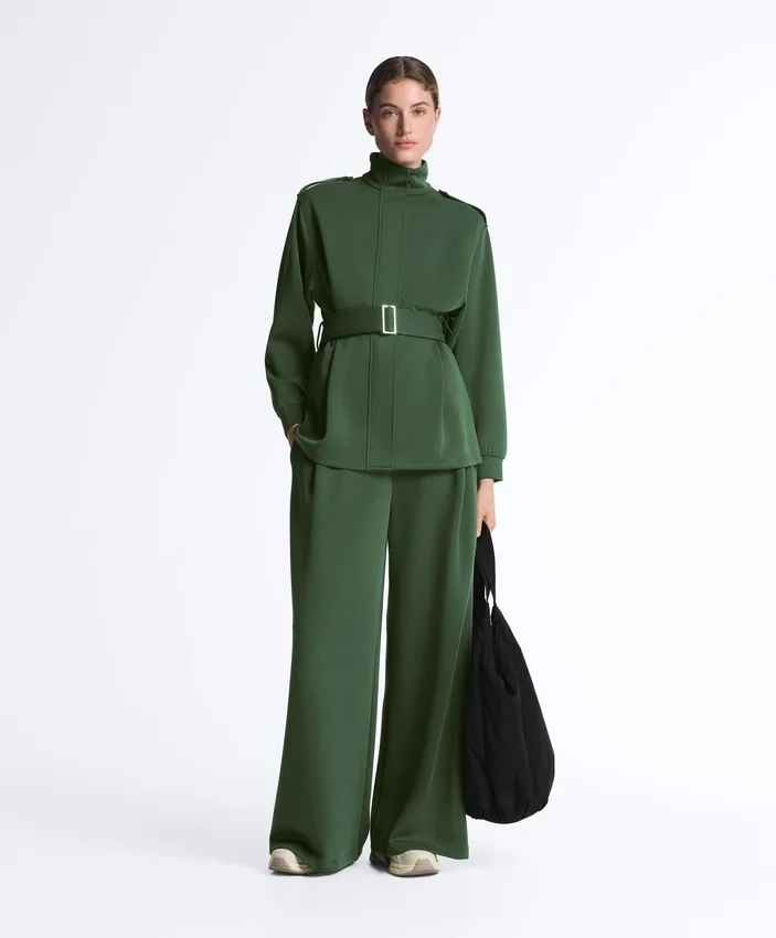 Long Utility Jacket with Twill Belt Long Utility Jacket with Twill Belt