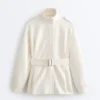 Long Utility Jacket with Twill Belt Long Utility Jacket with Twill Belt