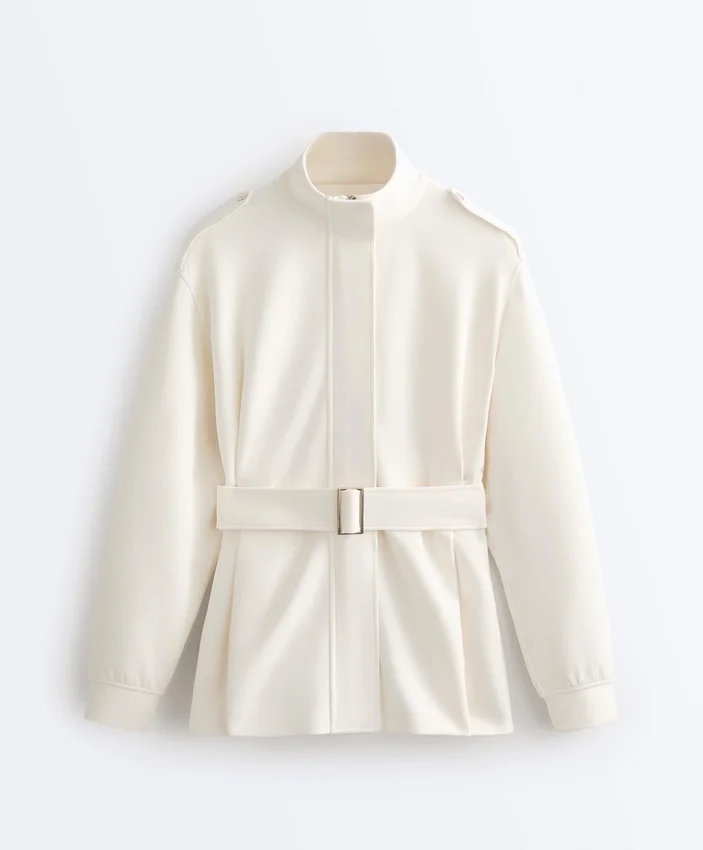 Long Utility Jacket with Twill Belt Long Utility Jacket with Twill Belt