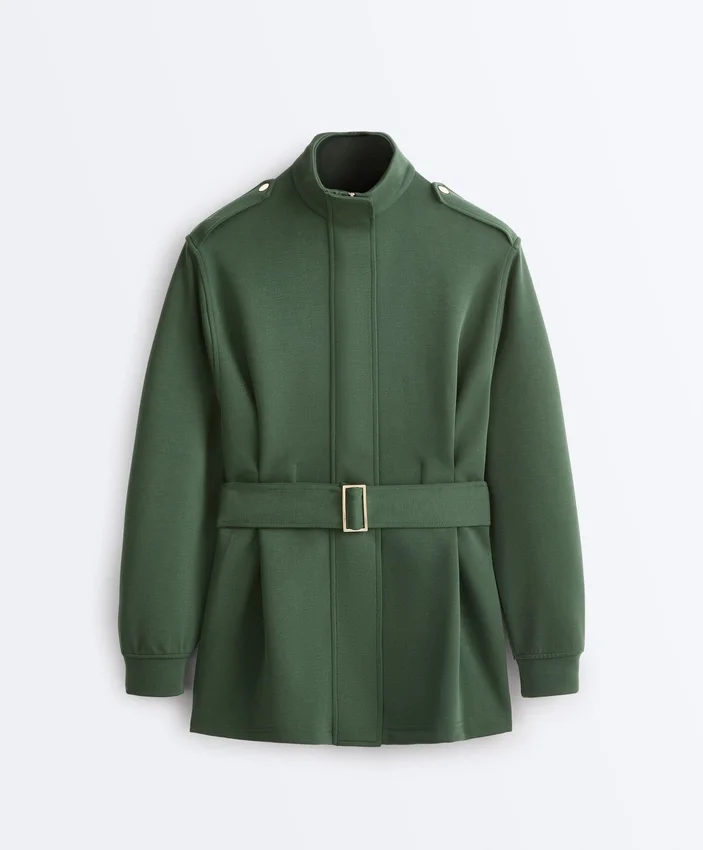 Long Utility Jacket with Twill Belt Long Utility Jacket with Twill Belt