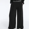 Long Wide-Leg Trousers with Soft Touch Modal and Pleats Long Wide-Leg Trousers with Soft Touch Modal and Pleats