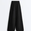 Long Wide-Leg Trousers with Soft Touch Modal and Pleats Long Wide-Leg Trousers with Soft Touch Modal and Pleats