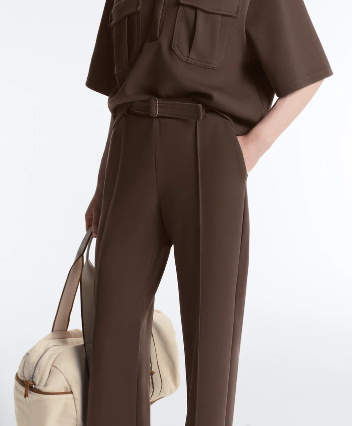 Low-Rise Slim Pique Trousers with Cotton Low-Rise Slim Pique Trousers with Cotton
