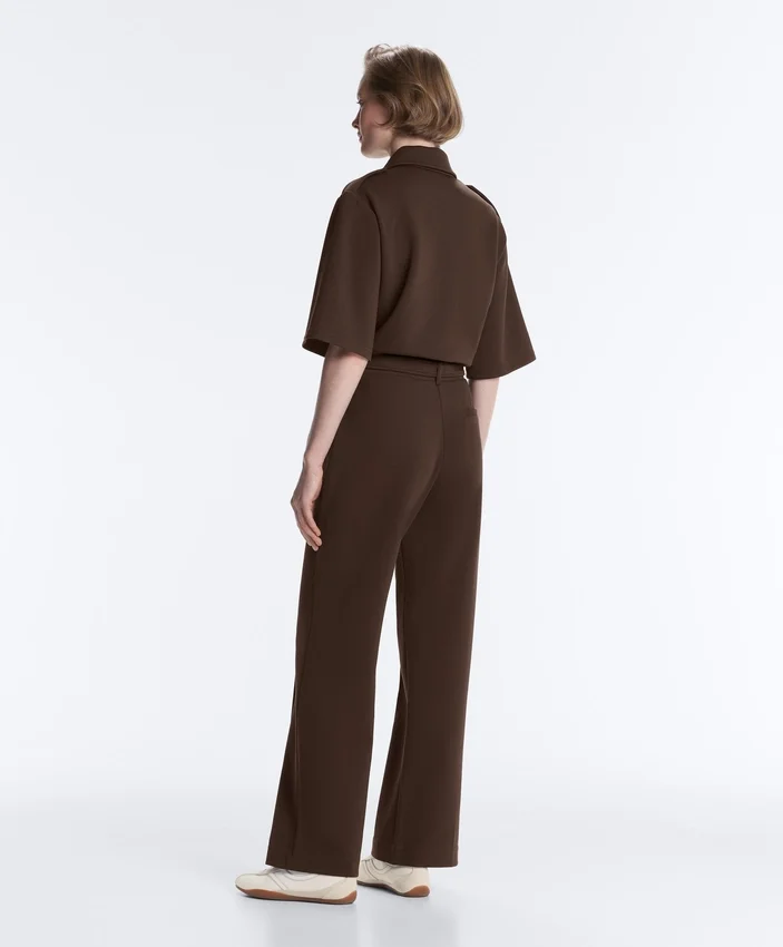 Low-Rise Slim Pique Trousers with Cotton Low-Rise Slim Pique Trousers with Cotton