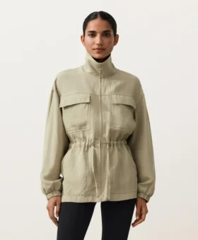 lyocell and 24 linen blend ruched waist jacket 1 1 280x339 - Lyocell and 24% Linen Blend Ruched Waist Jacket