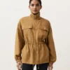 Lyocell and 24% Linen Blend Ruched Waist Jacket Lyocell and 24% Linen Blend Ruched Waist Jacket