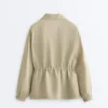 Lyocell and 24% Linen Blend Ruched Waist Jacket Lyocell and 24% Linen Blend Ruched Waist Jacket