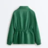 Lyocell and 24% Linen Blend Ruched Waist Jacket Lyocell and 24% Linen Blend Ruched Waist Jacket