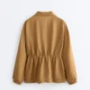 Lyocell and 24% Linen Blend Ruched Waist Jacket Lyocell and 24% Linen Blend Ruched Waist Jacket