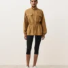 Lyocell and 24% Linen Blend Ruched Waist Jacket Lyocell and 24% Linen Blend Ruched Waist Jacket