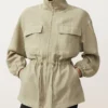 Lyocell and 24% Linen Blend Ruched Waist Jacket Lyocell and 24% Linen Blend Ruched Waist Jacket