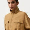 Lyocell and 24% Linen Blend Ruched Waist Jacket Lyocell and 24% Linen Blend Ruched Waist Jacket