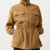 Lyocell and 24% Linen Blend Ruched Waist Jacket Lyocell and 24% Linen Blend Ruched Waist Jacket