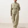 Lyocell and 24% Linen Blend Ruched Waist Jacket Lyocell and 24% Linen Blend Ruched Waist Jacket