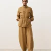 Lyocell and 24% Linen Blend Ruched Waist Jacket Lyocell and 24% Linen Blend Ruched Waist Jacket