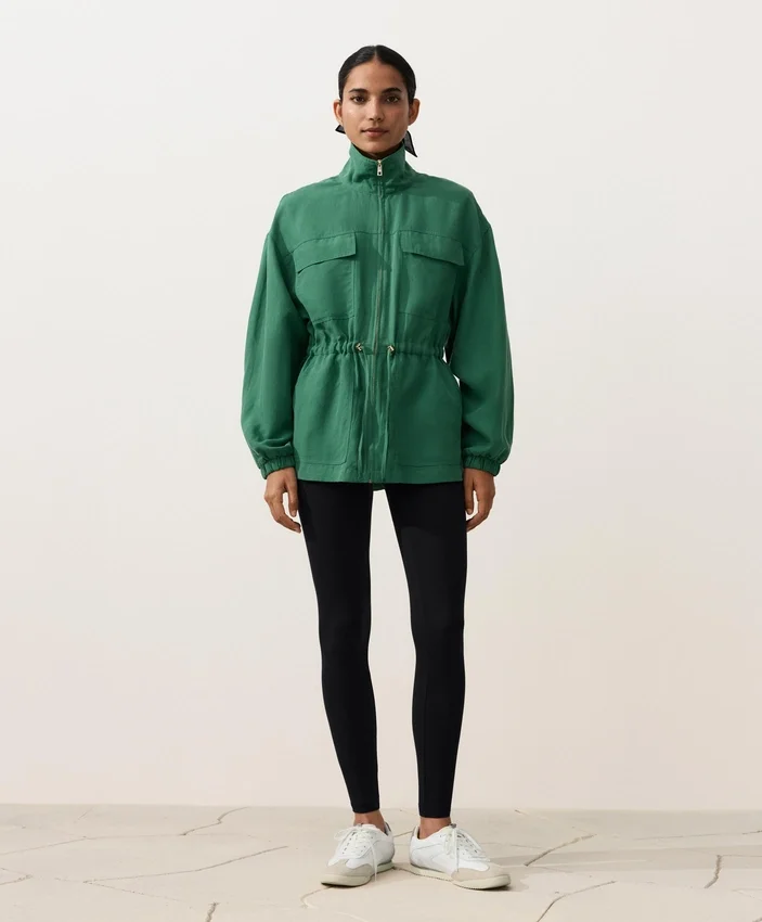 Lyocell and 24% Linen Blend Ruched Waist Jacket Lyocell and 24% Linen Blend Ruched Waist Jacket