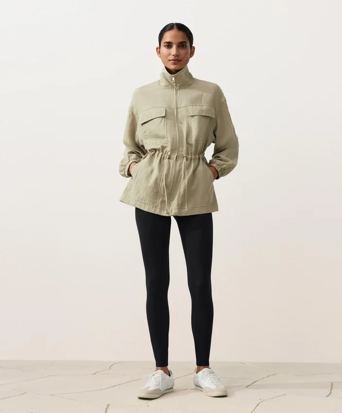 Lyocell and 24% Linen Blend Ruched Waist Jacket Lyocell and 24% Linen Blend Ruched Waist Jacket