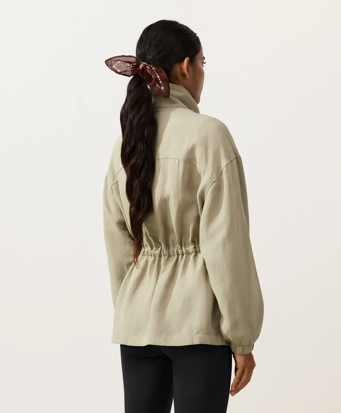 Lyocell and 24% Linen Blend Ruched Waist Jacket Lyocell and 24% Linen Blend Ruched Waist Jacket