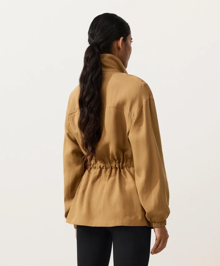 Lyocell and 24% Linen Blend Ruched Waist Jacket Lyocell and 24% Linen Blend Ruched Waist Jacket