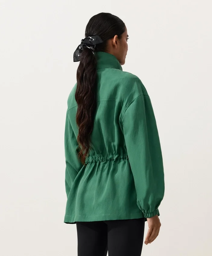 Lyocell and 24% Linen Blend Ruched Waist Jacket Lyocell and 24% Linen Blend Ruched Waist Jacket