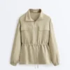Lyocell and 24% Linen Blend Ruched Waist Jacket Lyocell and 24% Linen Blend Ruched Waist Jacket